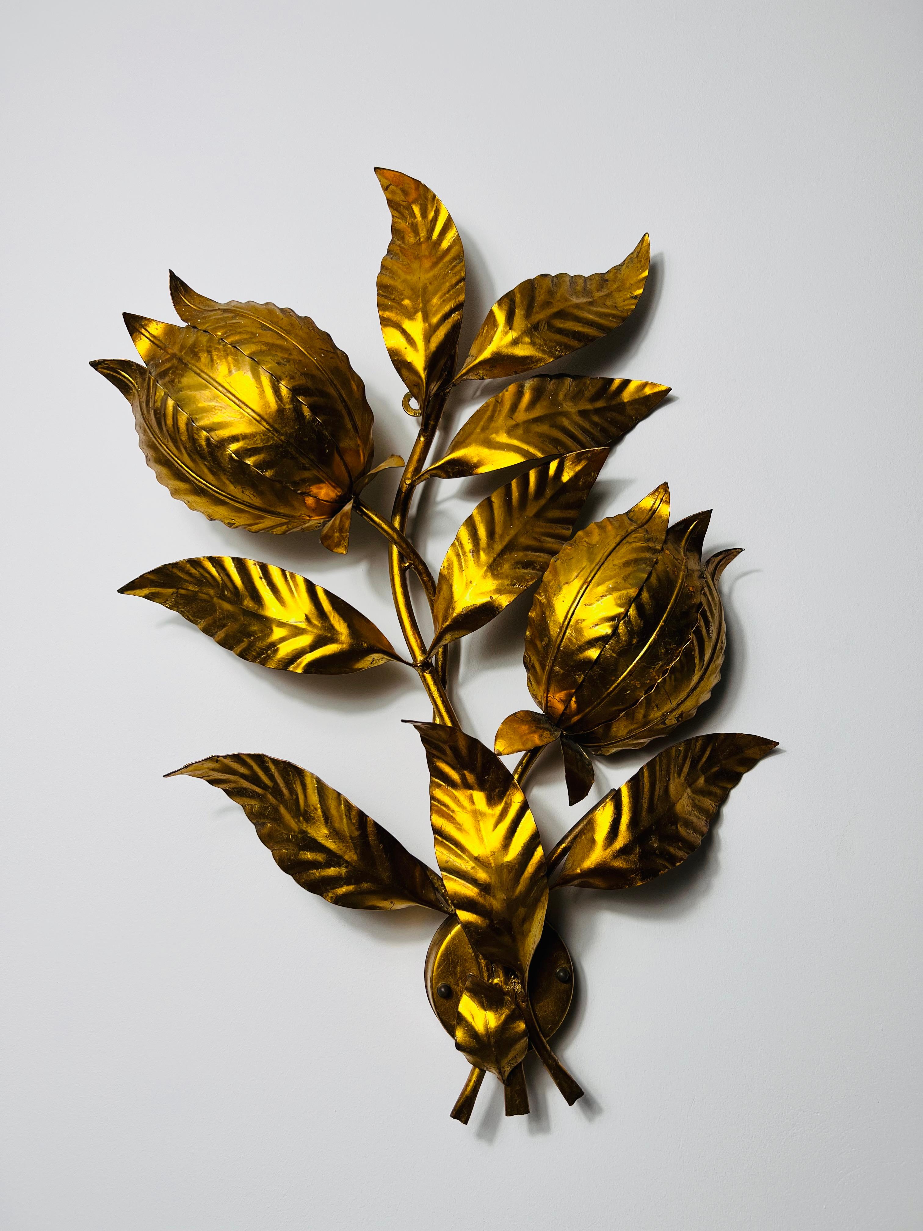 Lámpara de pared Florentine Flower Shape de Hans Kögl, Alemania, años 50 Regencia de Hollywood en venta