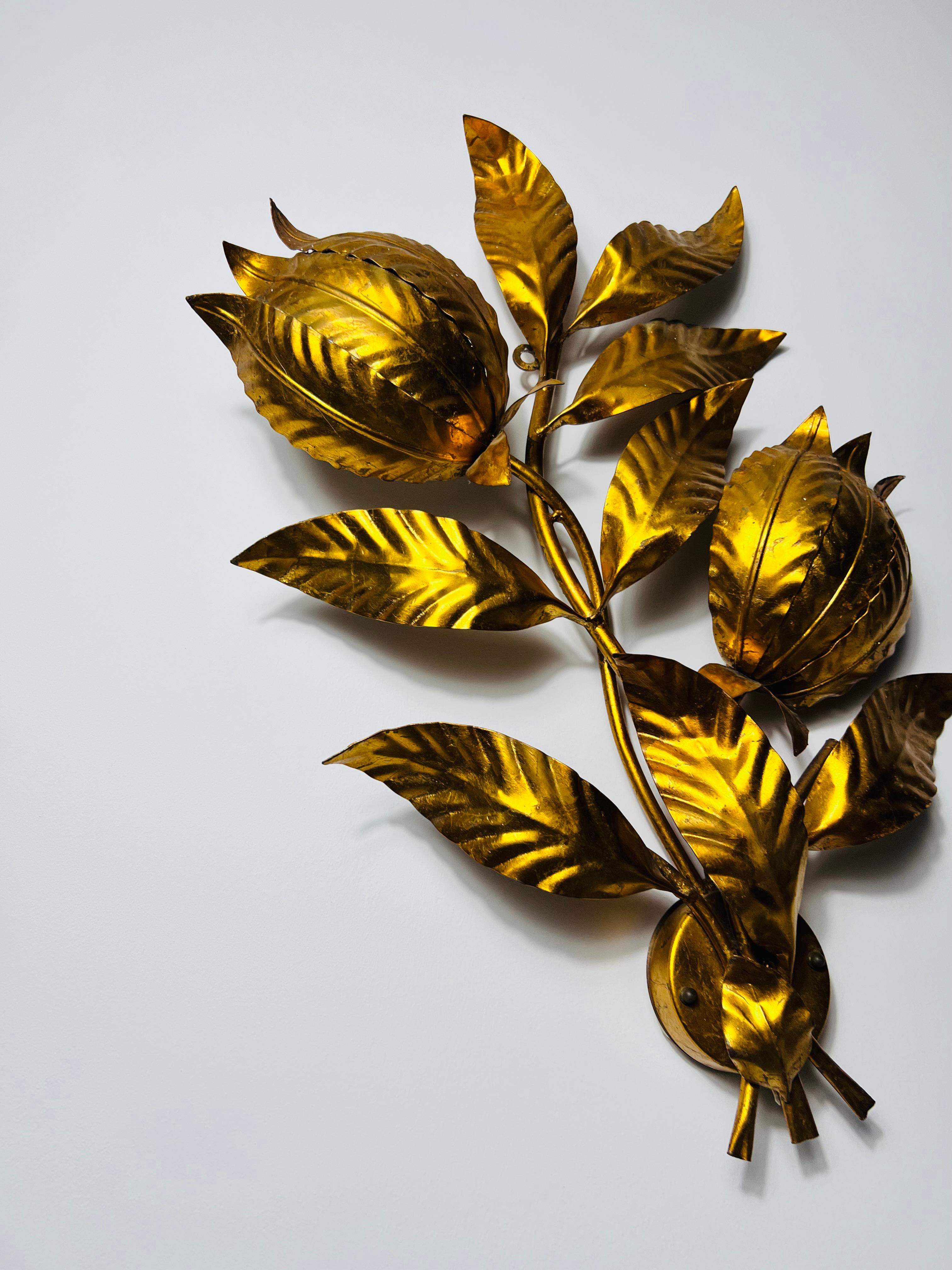 Lámpara de pared Florentine Flower Shape de Hans Kögl, Alemania, años 50 Hecho a mano en venta