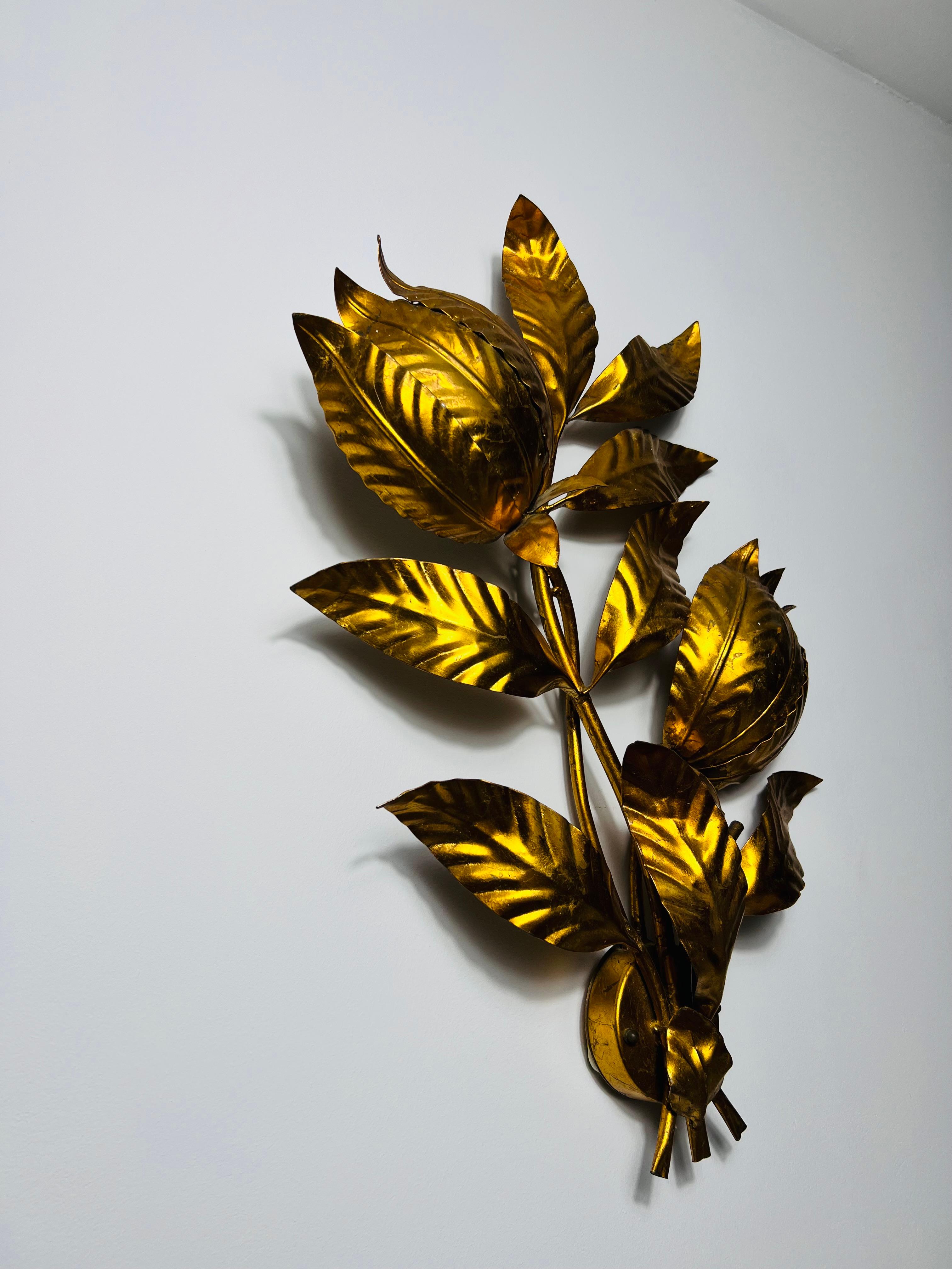 Lámpara de pared Florentine Flower Shape de Hans Kögl, Alemania, años 50 mediados del siglo XX en venta