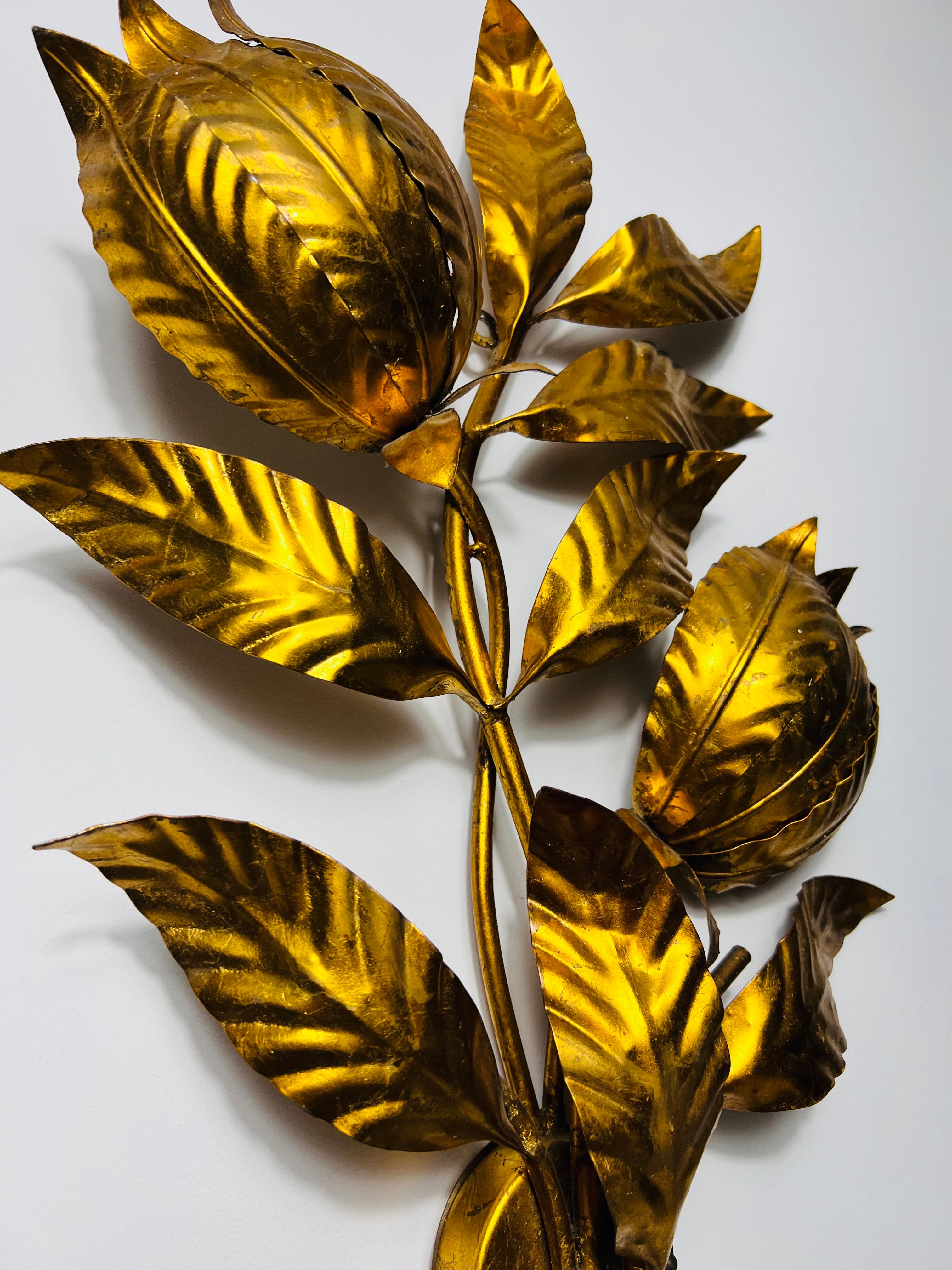 Lámpara de pared Florentine Flower Shape de Hans Kögl, Alemania, años 50 Metal en venta