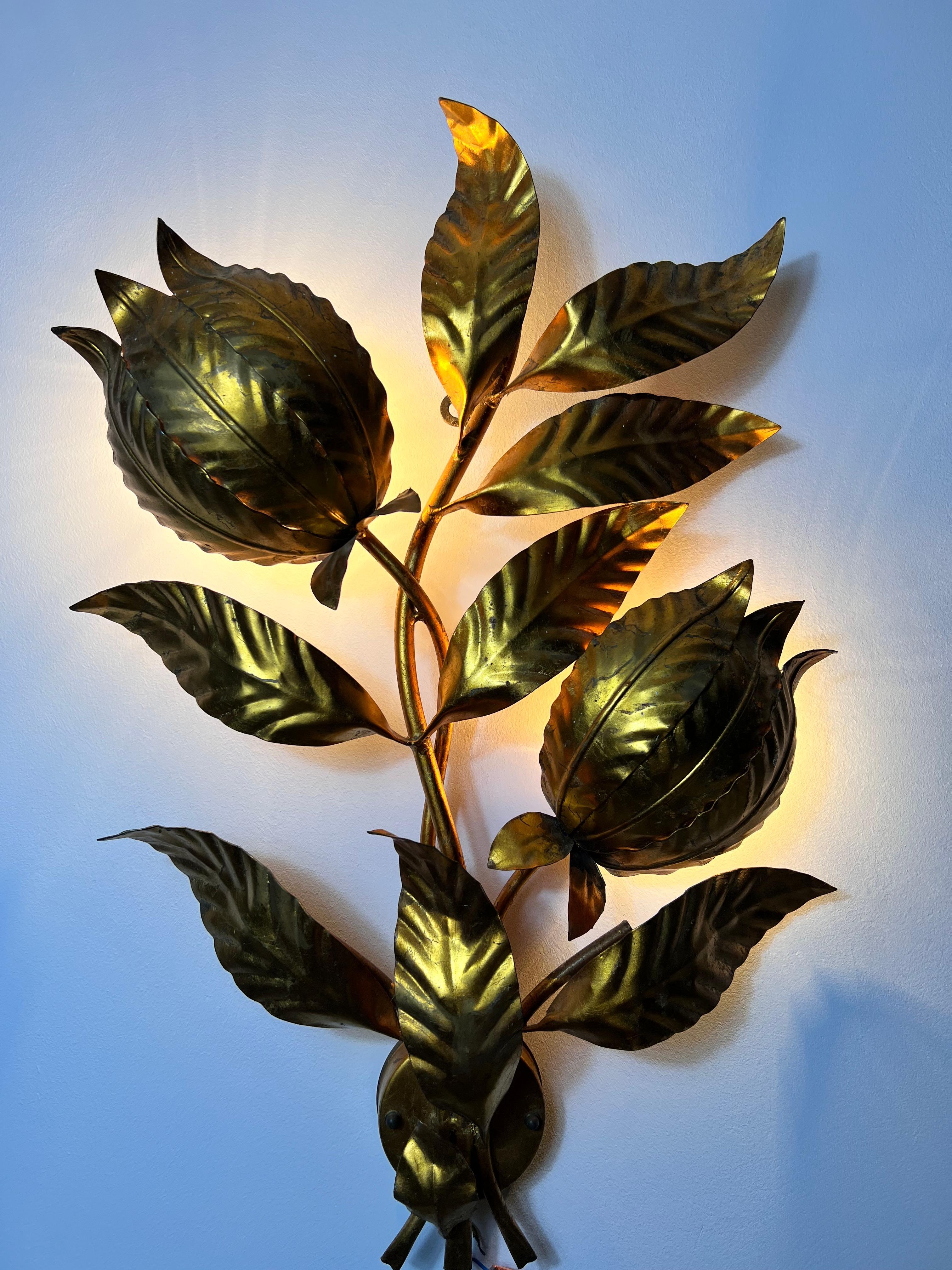 Lámpara de pared Florentine Flower Shape de Hans Kögl, Alemania, años 50 en venta 1
