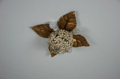 Florentine Flower Shape Wall Lamp or Flush Mount by Hans Kögl, Germany, 1960s