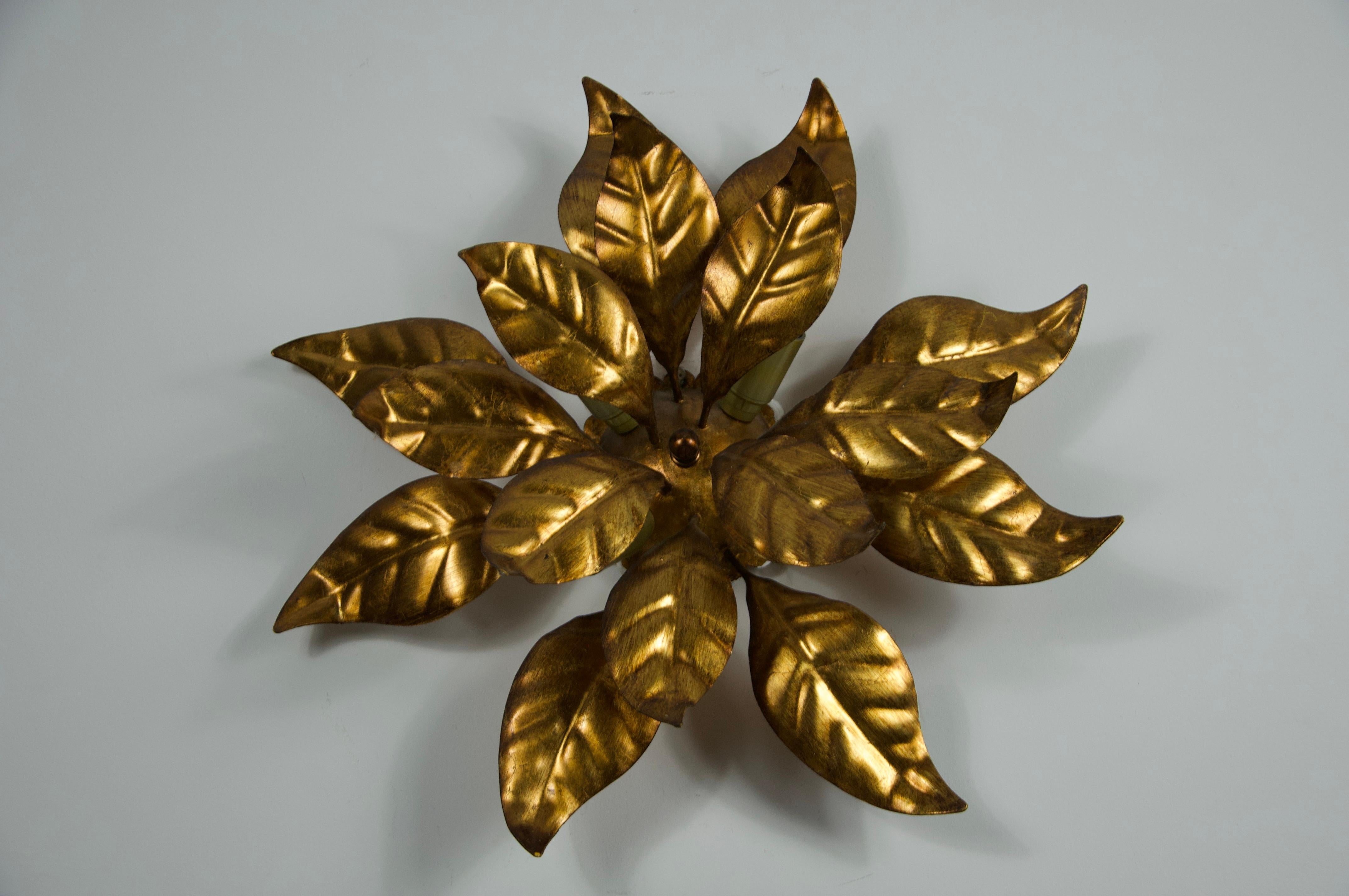 Lámpara de pared o empotrable Florentine Flower Shape de Hans Kögl, Alemania, años 60 Hecho a mano en venta