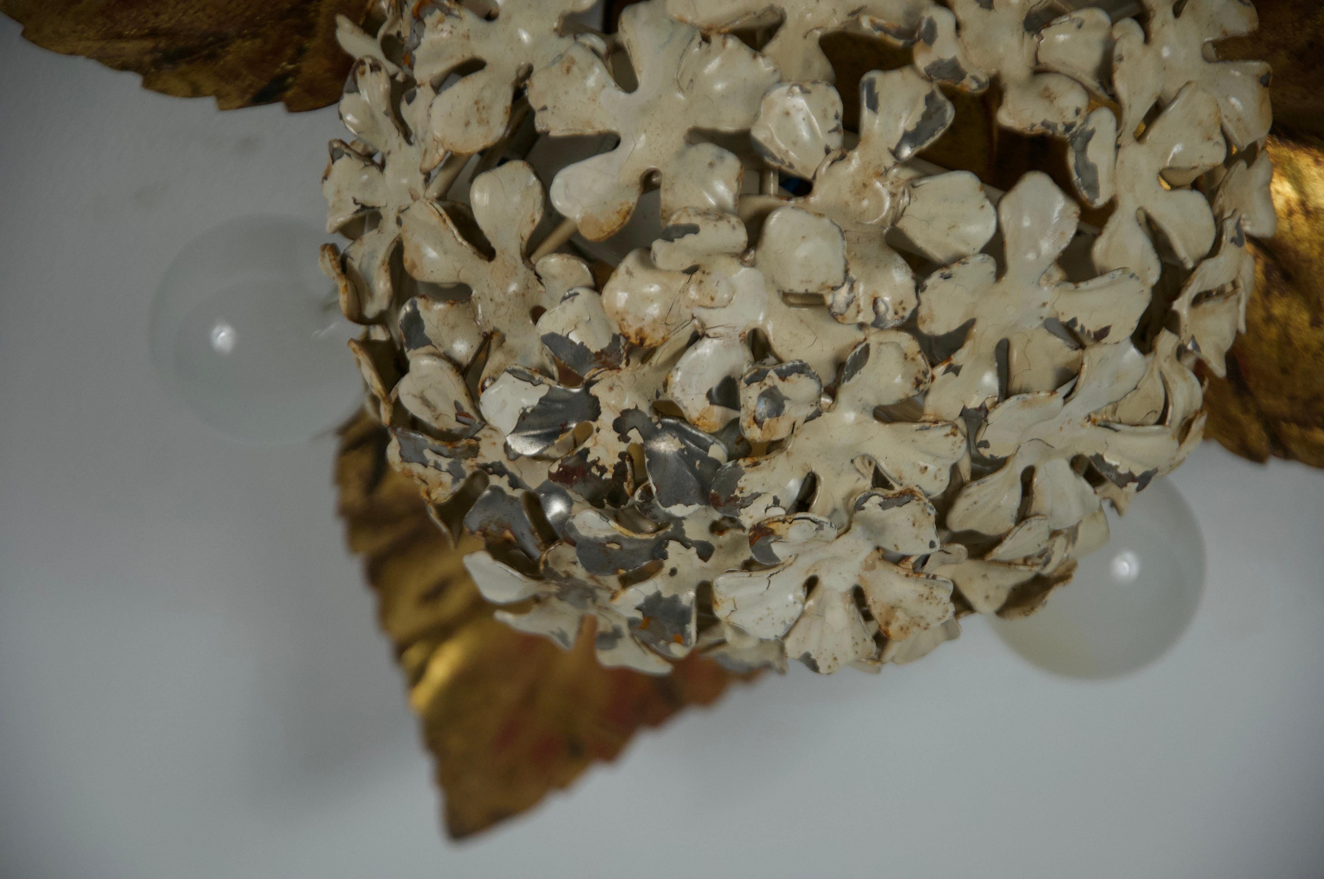 Florentine Flower Shape Wall Lamp or Flush Mount by Hans Kögl, Germany, 1960s For Sale 1