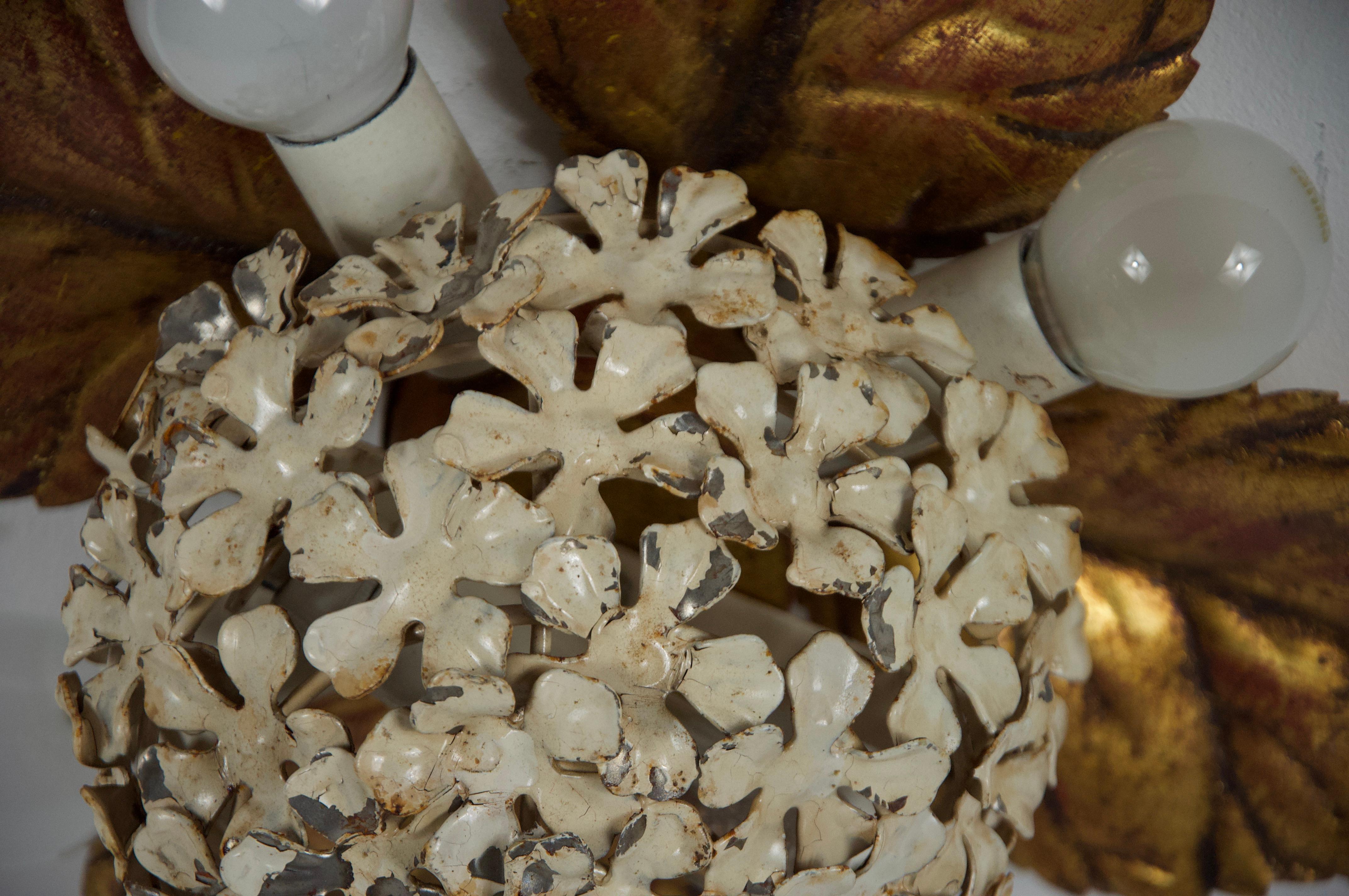 Florentine Flower Shape Wall Lamp or Flush Mount by Hans Kögl, Germany, 1960s For Sale 2