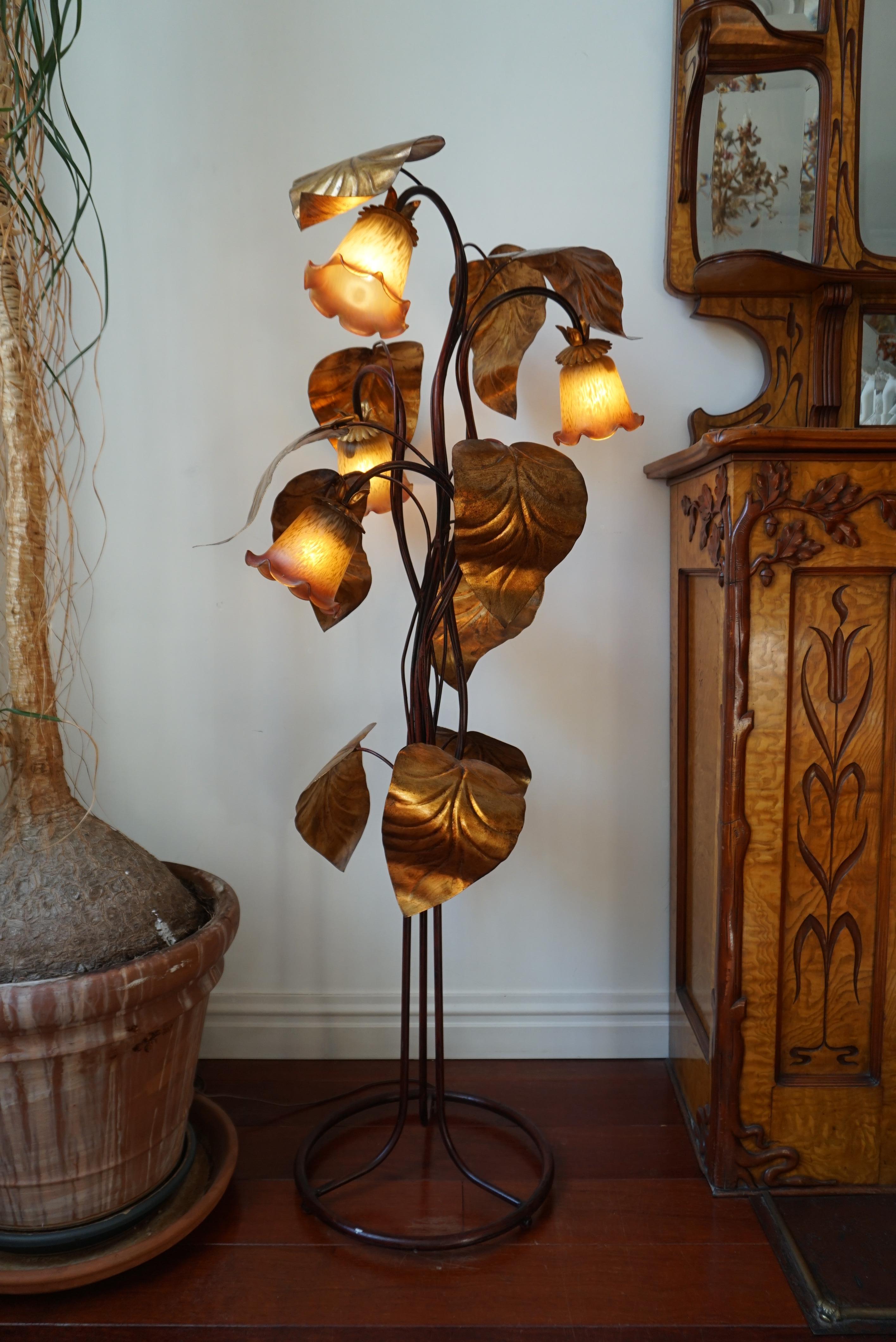 Gilt Florentine Gilded Metal Floor Lamp Hans Kögl 1970s For Sale