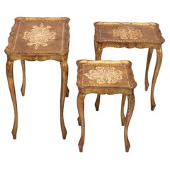 Vintage Florentine gilded wooden nesting table  Italy  1960 
