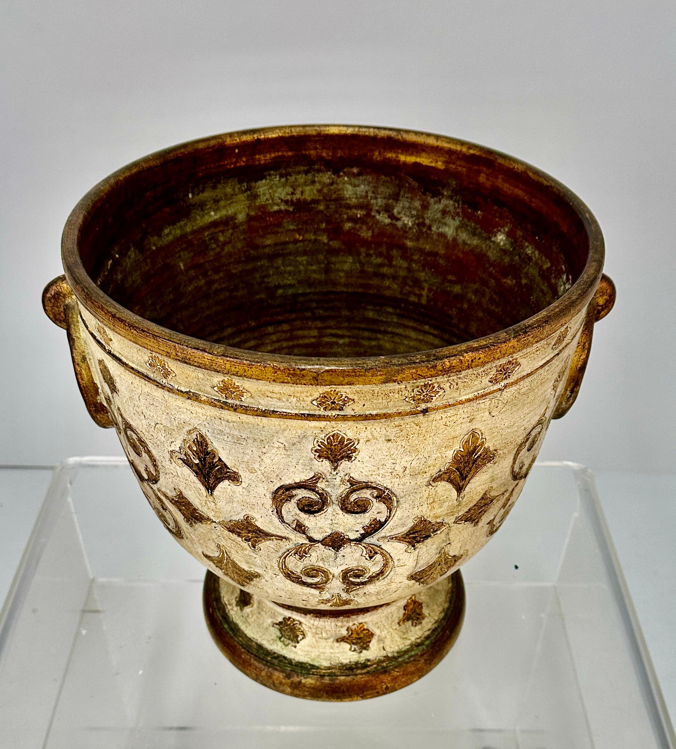 Florentine Gilt Decorated Terracotta Jardiniere, Italy C 1950s For Sale 1