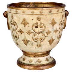 Retro Florentine Gilt Decorated Terracotta Jardiniere, Italy C 1950s