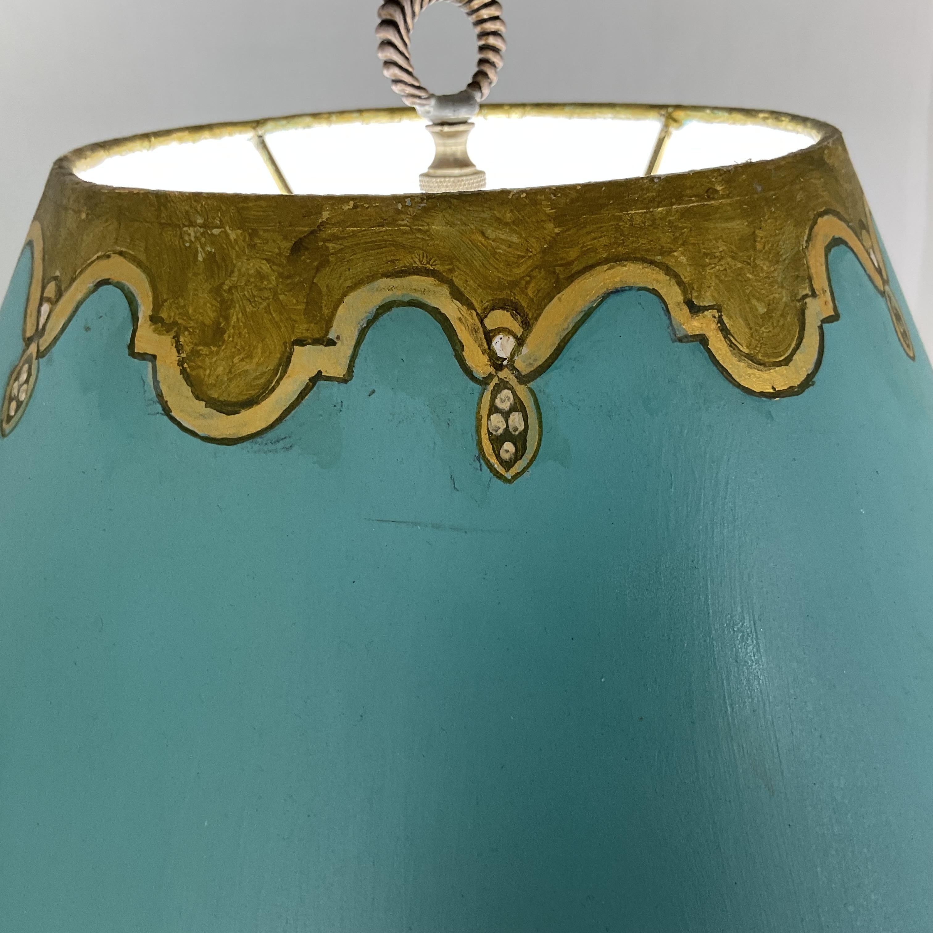 Lampes de table en bois doré Florentine avec abat-jour assortis peints à la main Bon état - En vente à West Palm Beach, FL