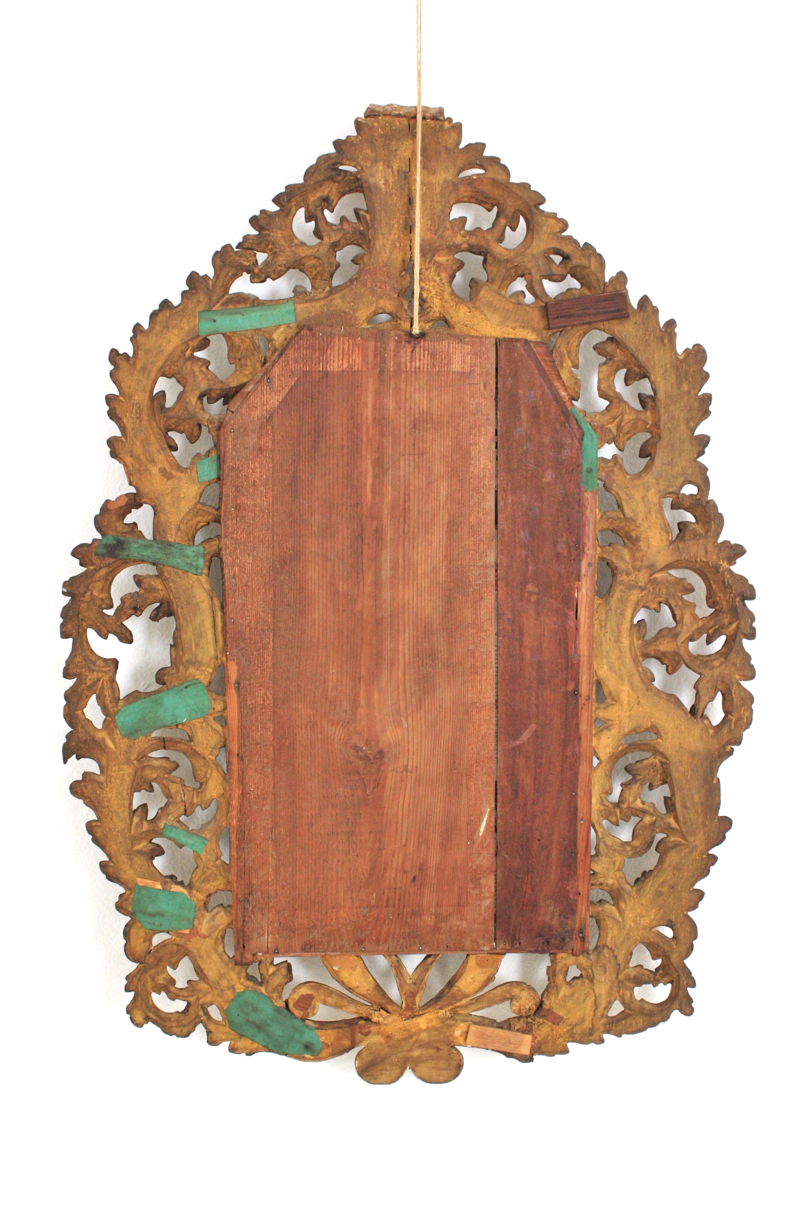 Florentine Giltwood Mirror with Foliage Frame and Arched Top For Sale 5