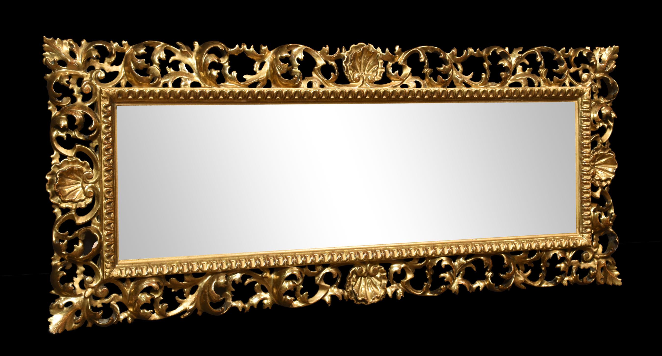20th Century Florentine giltwood wall mirror For Sale