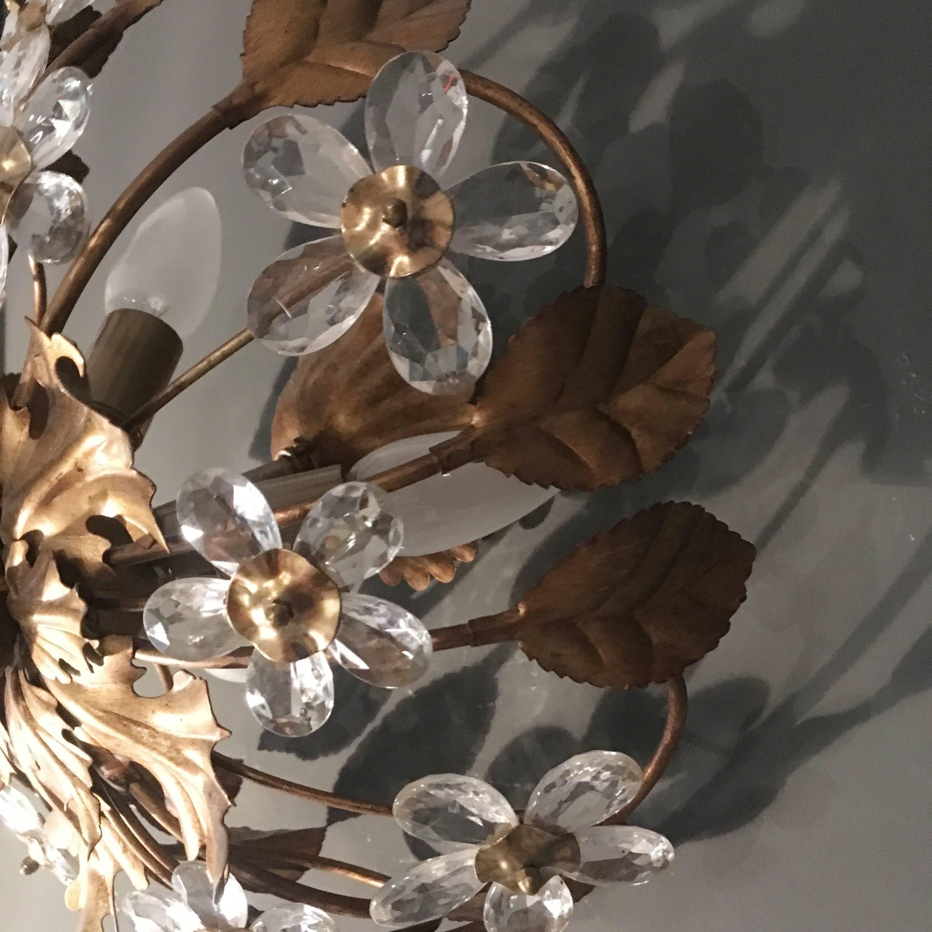 Florentine Glass Flower Flush Ceiling Light 4