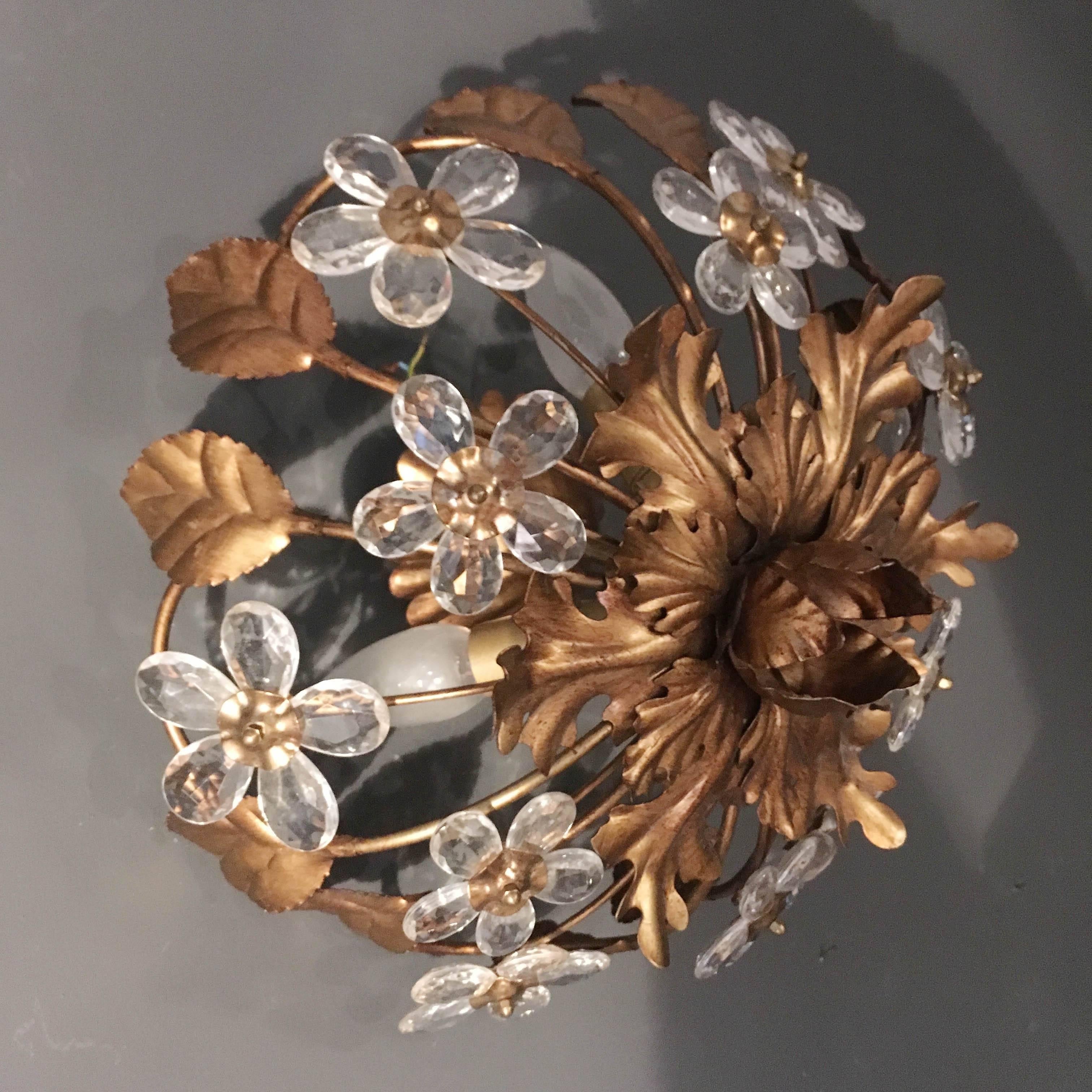 Florentine Glass Flower Flush Ceiling Light 5
