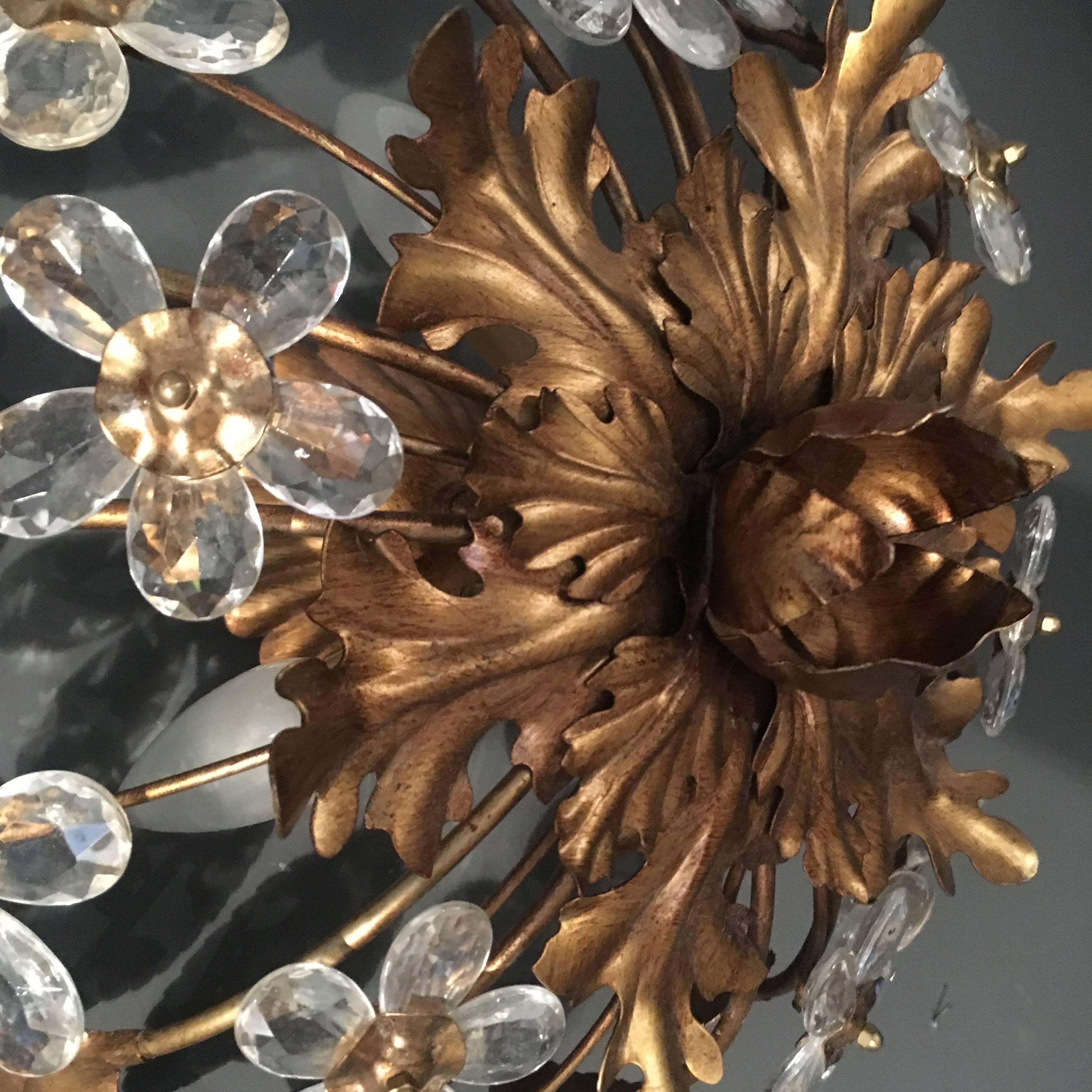 Florentine Glass Flower Flush Ceiling Light 1