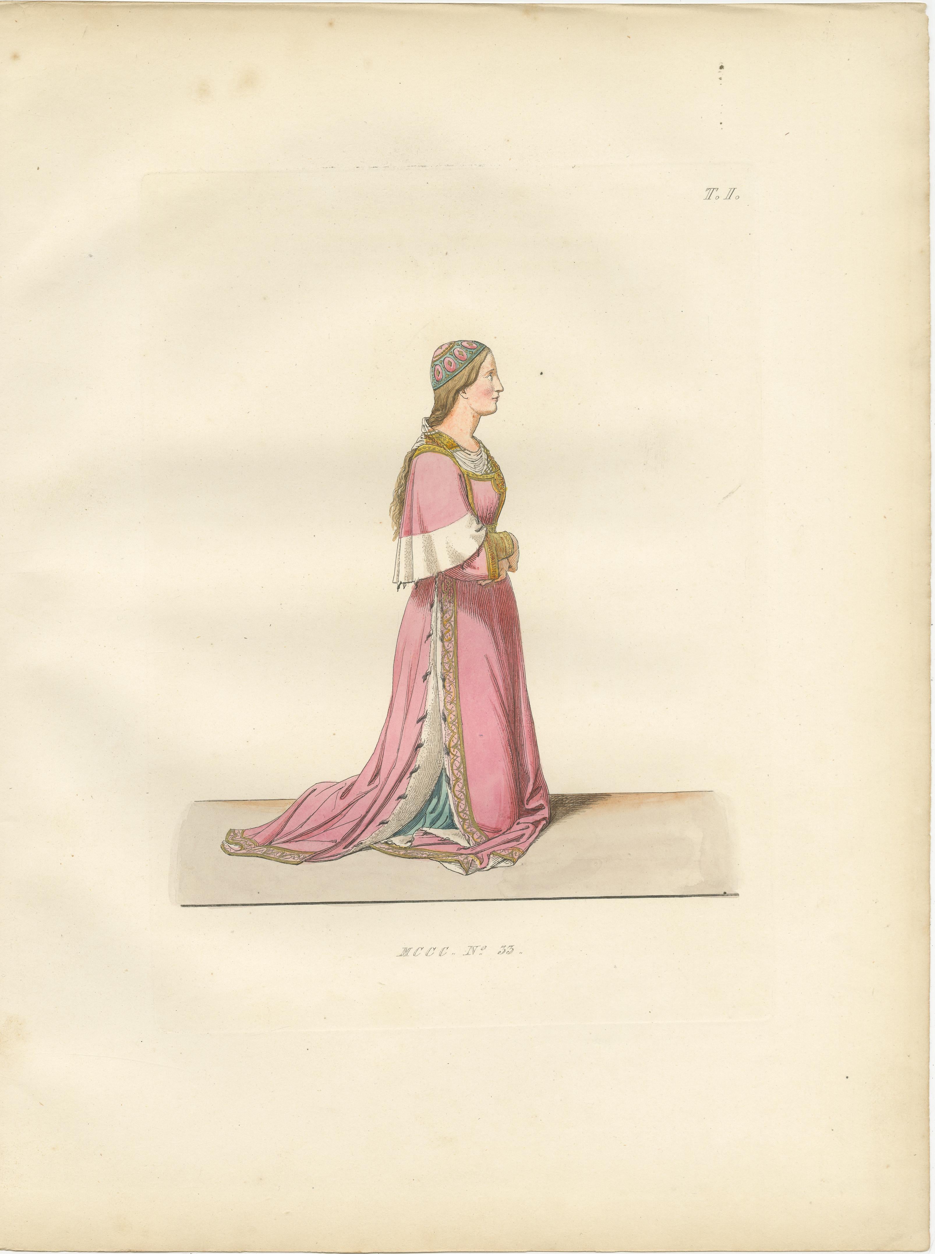 Florentine Grace, Jewish Scholar, and Renaissance Notary in Costume

Description:
This finely curated trio of hand-colored lithographs captures three distinct facets of intellectual and social life in Renaissance Italy: the noblewoman, the Jewish