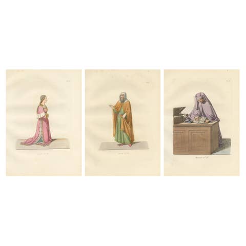 Florentine Grace, Jewish Scholar & Renaissance Notary in Costume, Print of 1845