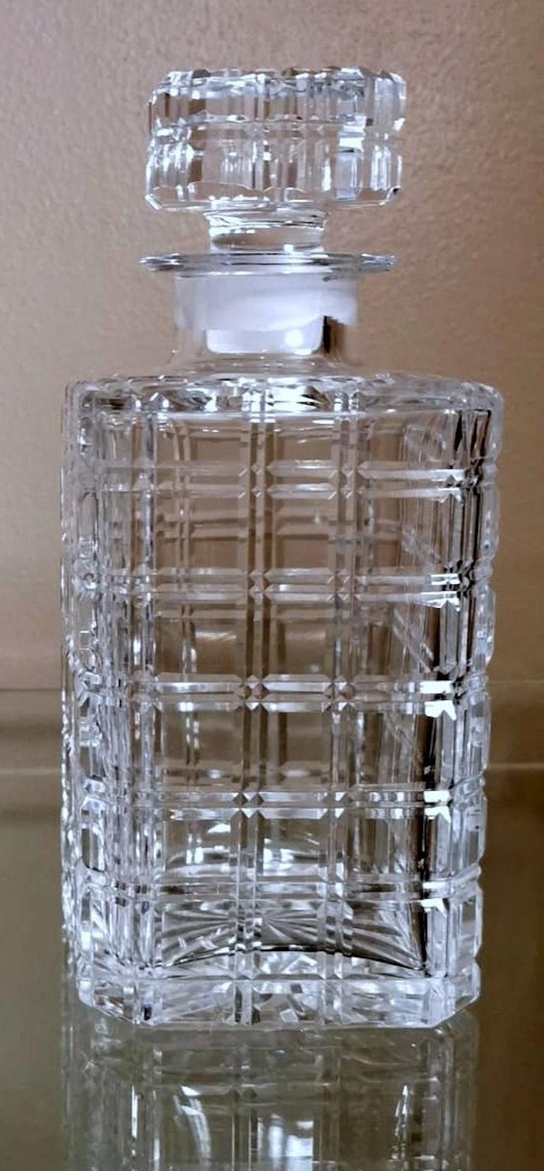 Modern Florentine Handcrafted Crystal Bottle Ground, Cut And Polished By Hand For Sale