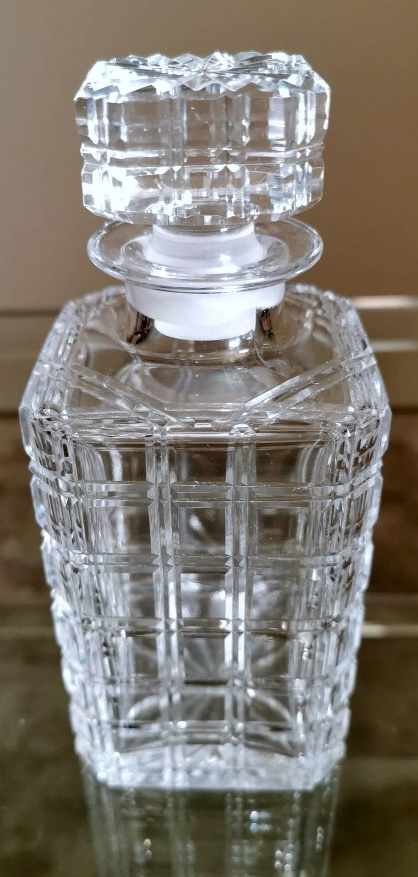 Italian Florentine Handcrafted Crystal Bottle Ground, Cut And Polished By Hand