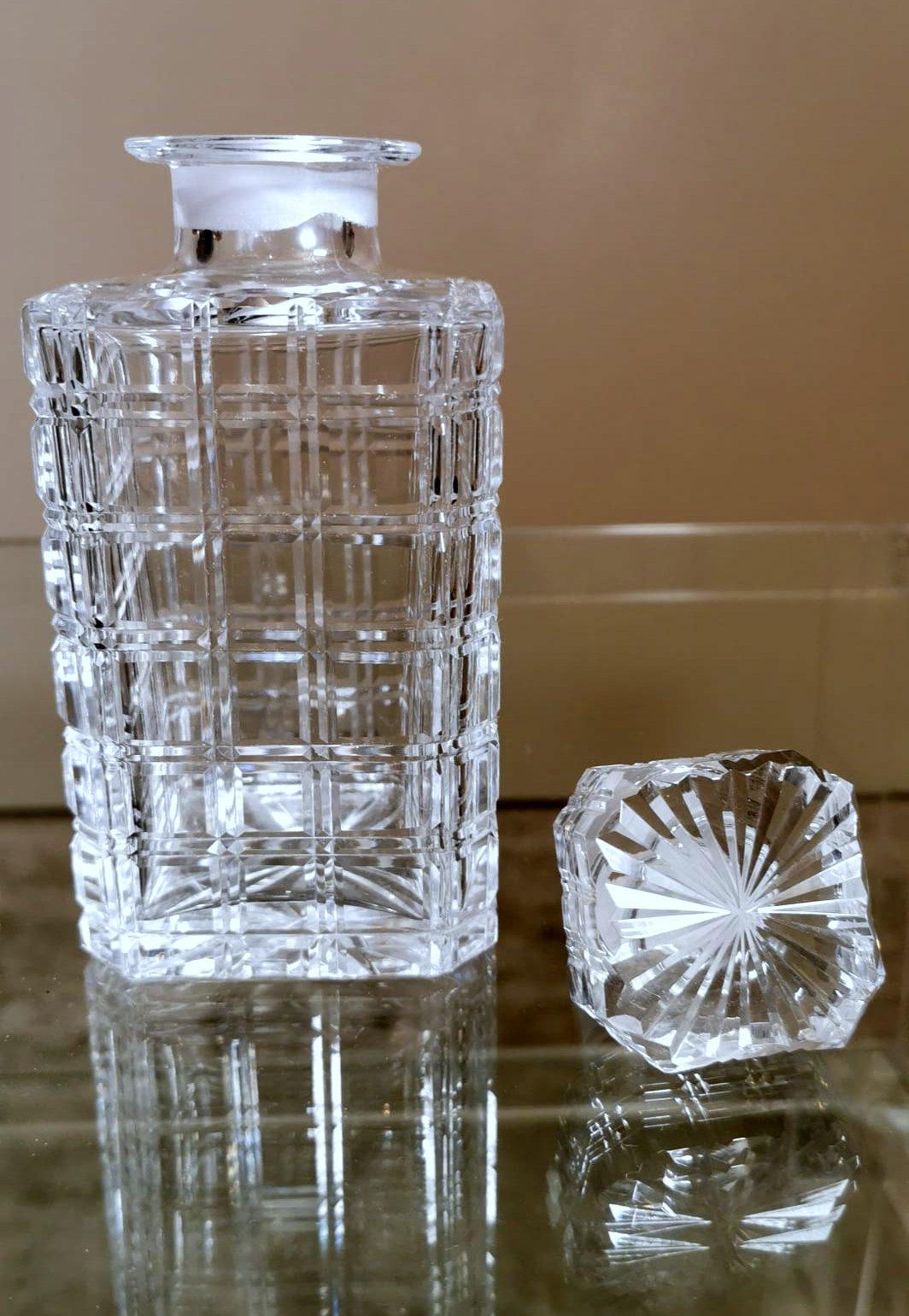 Hand-Crafted Florentine Handcrafted Crystal Bottle Ground, Cut And Polished By Hand