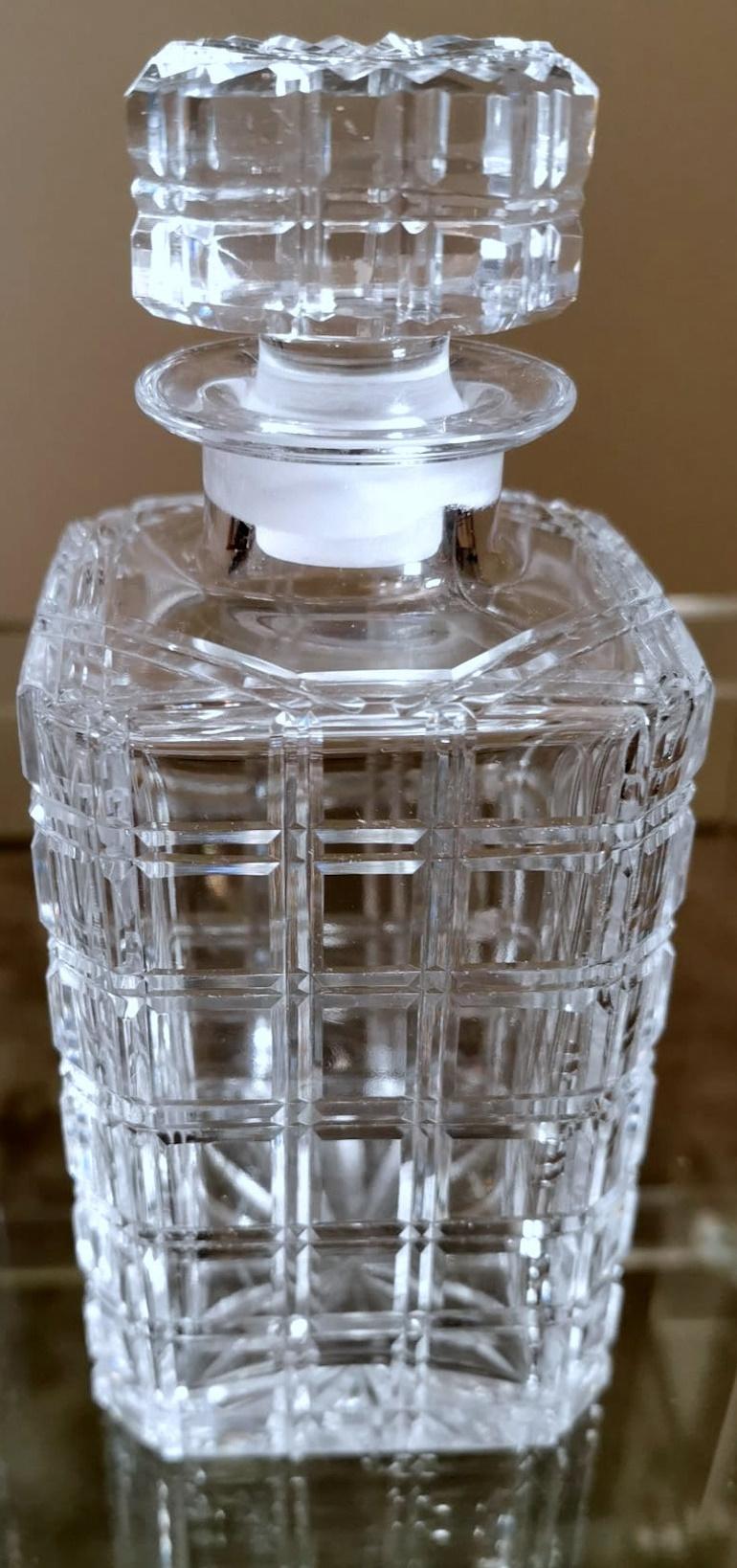 Hand-Crafted Florentine Handcrafted Crystal Bottle Ground, Cut And Polished By Hand For Sale