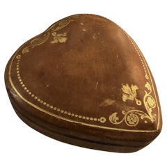 Florentine Heart Shaped Vintage Trinket Embossed Italian Leather Box