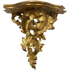 Florentine Italian Carved Giltwood Wall Bracket Shelve