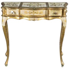 Florentine Italian Gilded Gold Leaf Ladies Mirrored Vanity Makeup Table C1920