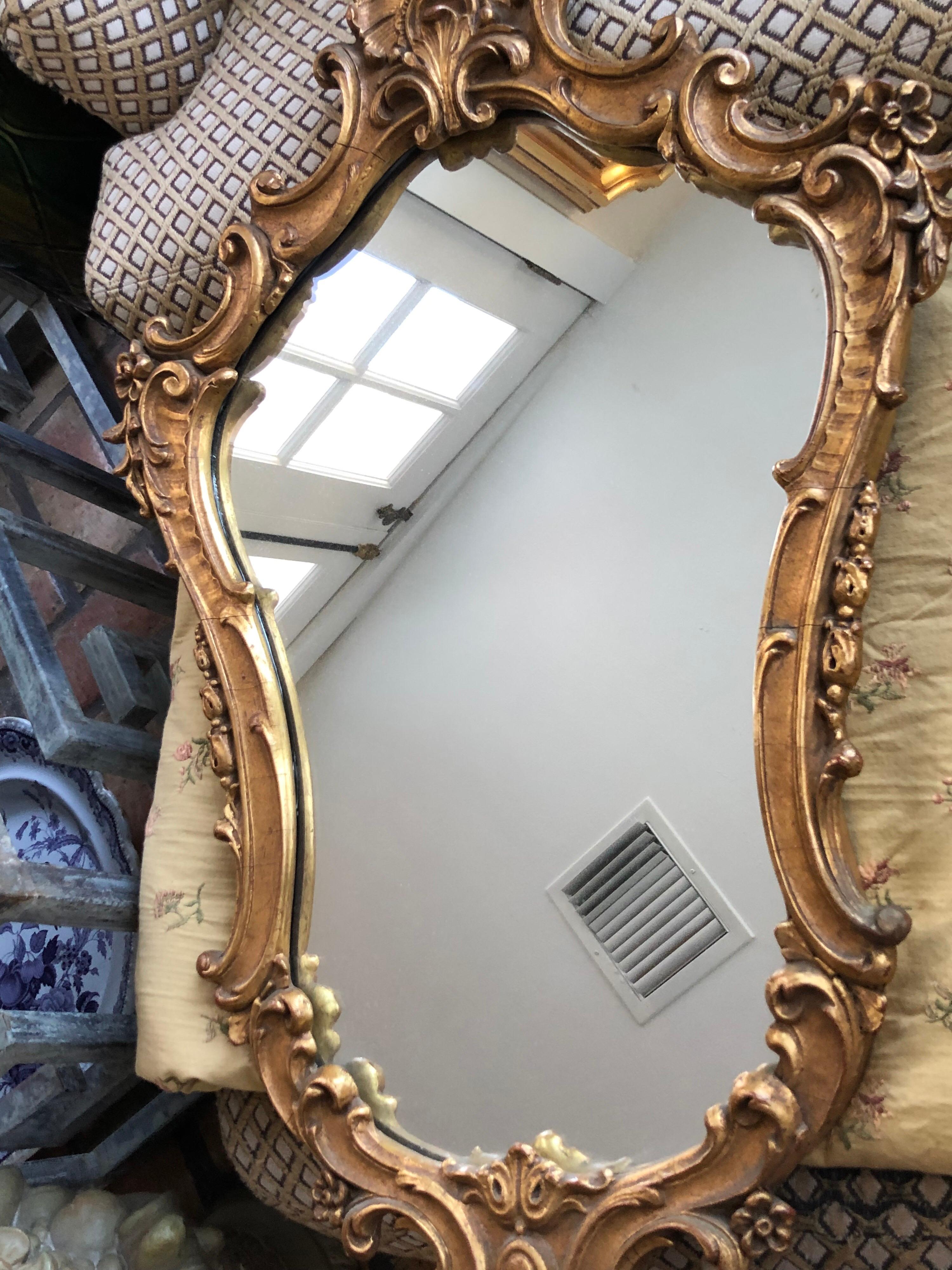 Florentine Italian mirror. Perfect for a small bathroom vanity. Delicate and feminine.