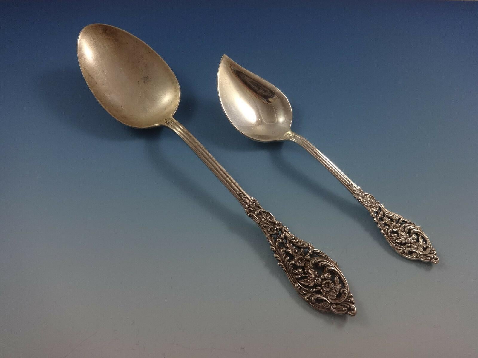 Juego de 8 cubiertos de plata de ley Florentine Lace by Reed & Barton 59 piezas en venta 2