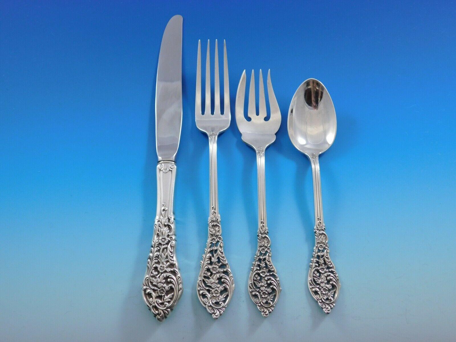 Florentine Lace by Reed & Barton Sterling Silver Flatware Set Service 117 Pieces In Excellent Condition In Big Bend, WI