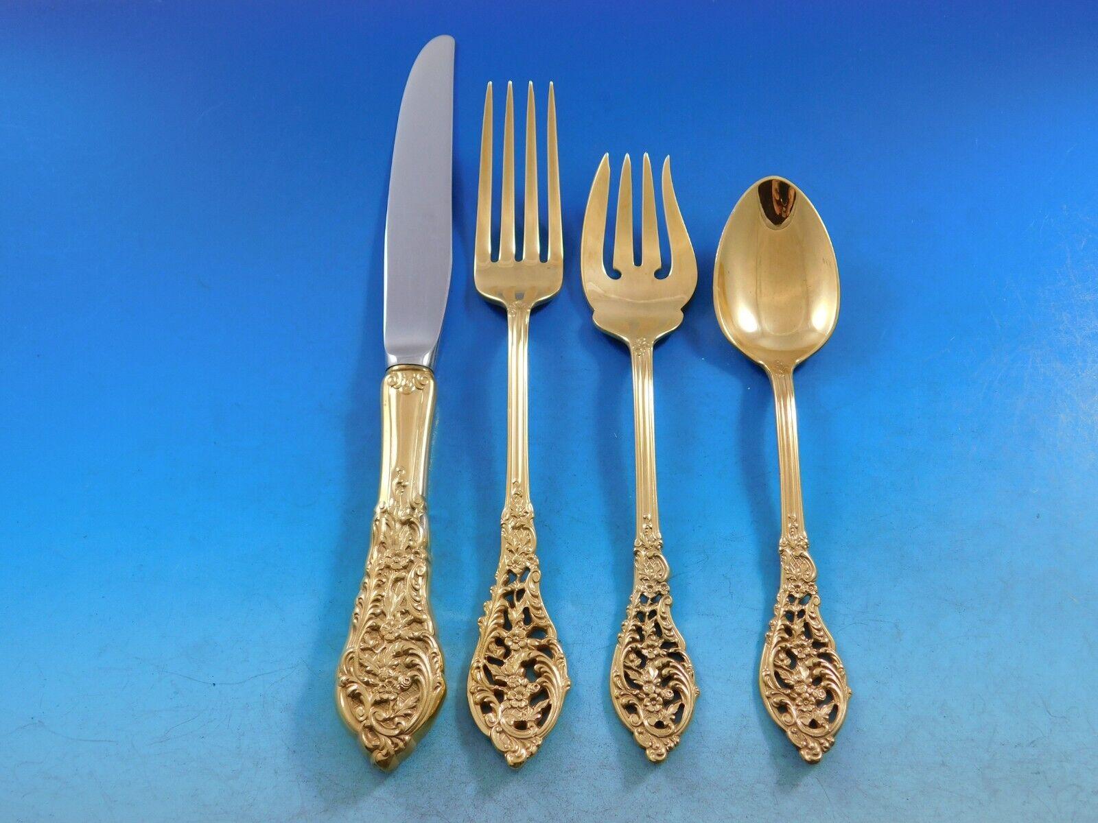 Florentine Lace Gold by Reed & Barton Sterling Silver flatware set - 61 pieces. This set includes:

12 Regular Knives, 9