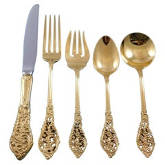 Florentine Lace Gold by Reed & Barton Sterling Silver Flatware Service Set 61 pc