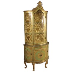 Used Florentine Lacquered and Gilded Display Cabinet, 20th Century