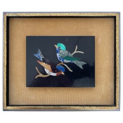 Florentine Lapiz Lazuli & Malachite Birds Pietra Dura Plaque