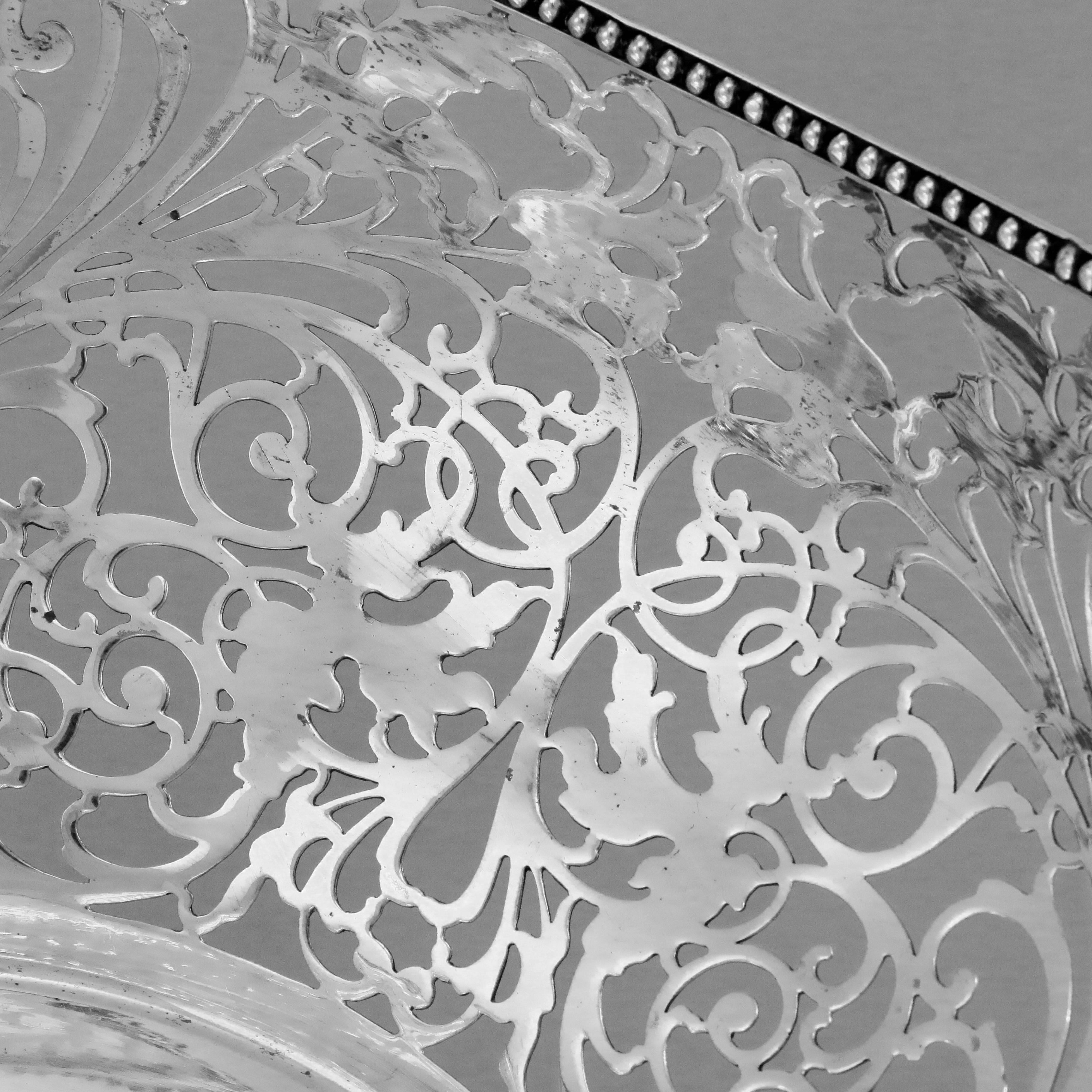 Italian Florentine Large Pierced Silver Bowl