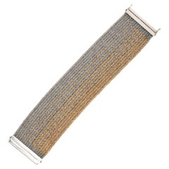 Florentine Loom Woven 18 Karat Yellow and White Gold Bracelet