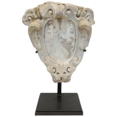 Florentine Marble Stemma 'Cartouche' on Steel Stand-Pucci Family, 16th Century