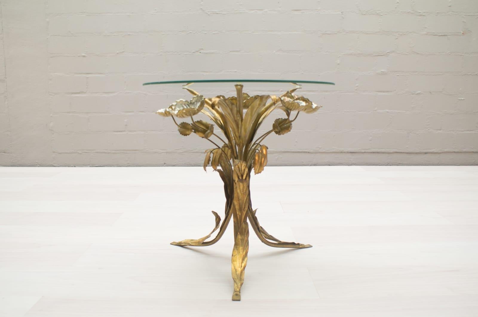 Hollywood Regency Florentine Metal Flower Coffee Table by Hans Kögl, Germany, 1960s