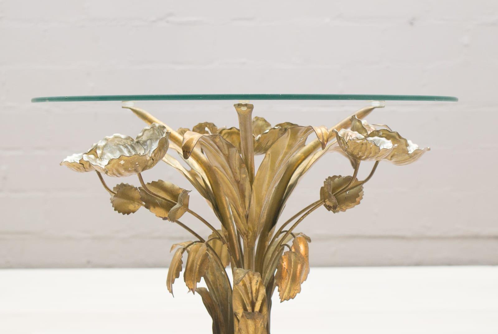 Gilt Florentine Metal Flower Coffee Table by Hans Kögl, Germany, 1960s