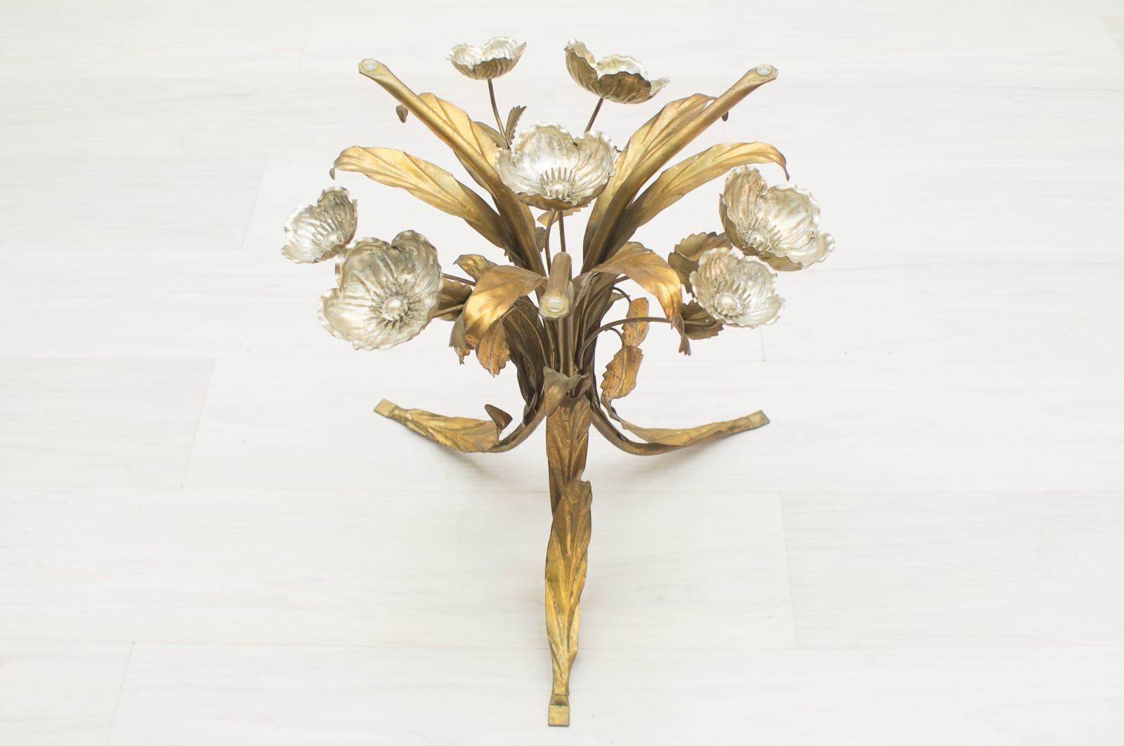 Florentine Metal Flower Coffee Table by Hans Kögl, Germany, 1960s In Good Condition In Nürnberg, Bayern