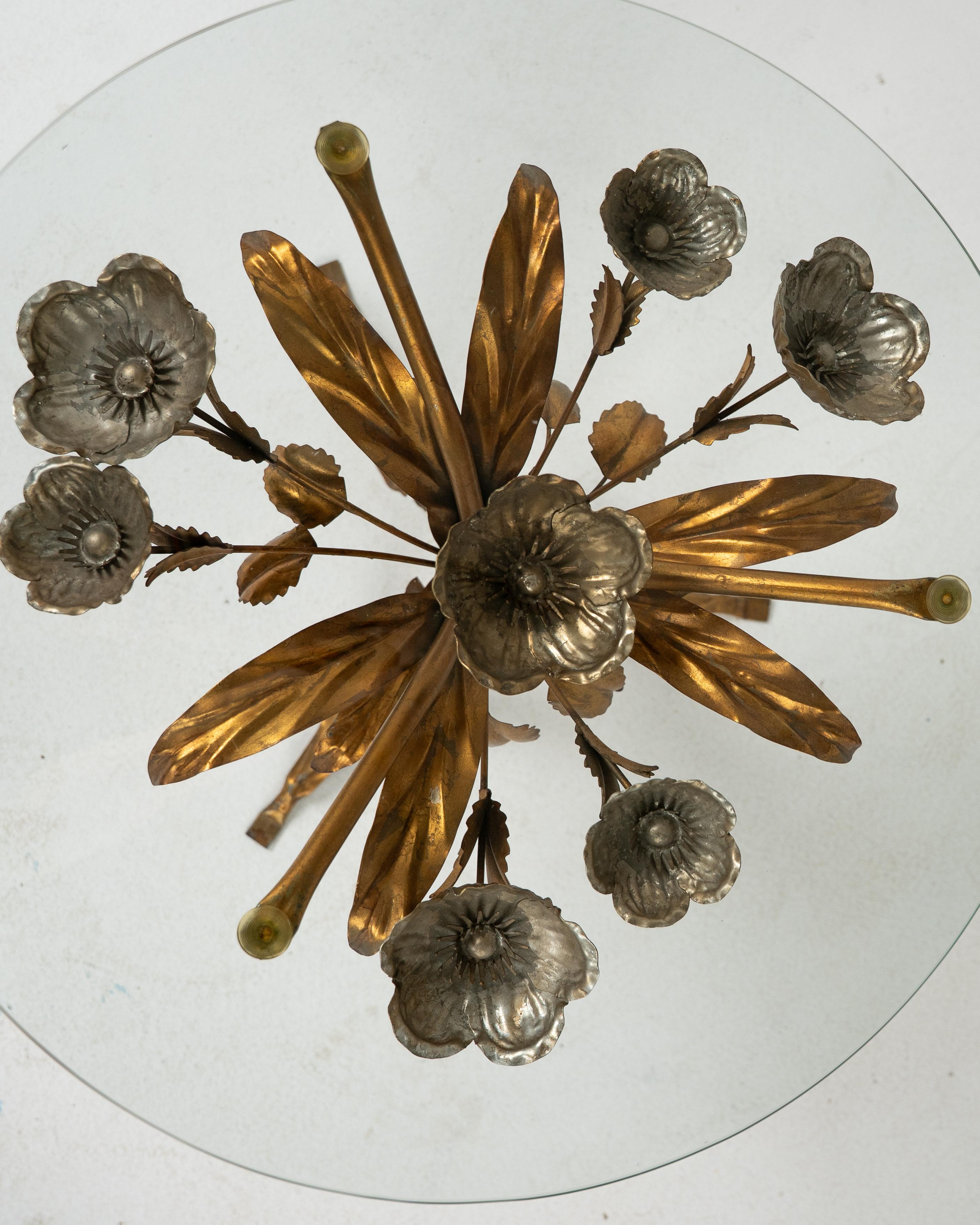 Florentine Metal Flower Coffee Table by Hans Kögl, Germany, 1970s For Sale 5