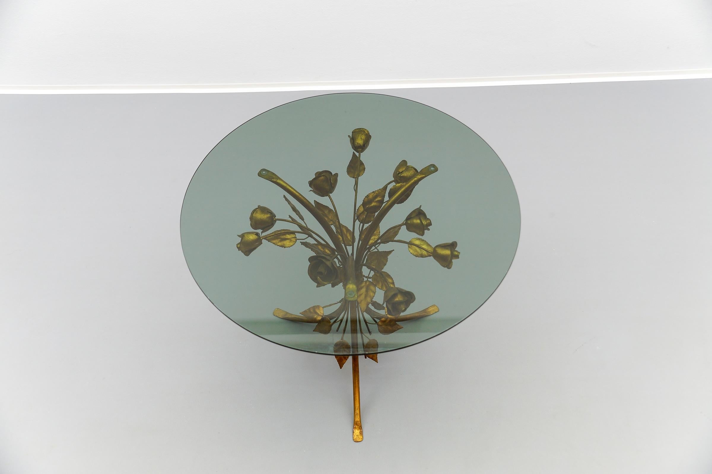 Table basse à fleurs en métal Florentine par Hans Kögl, Allemagne, années 1970 en vente 2