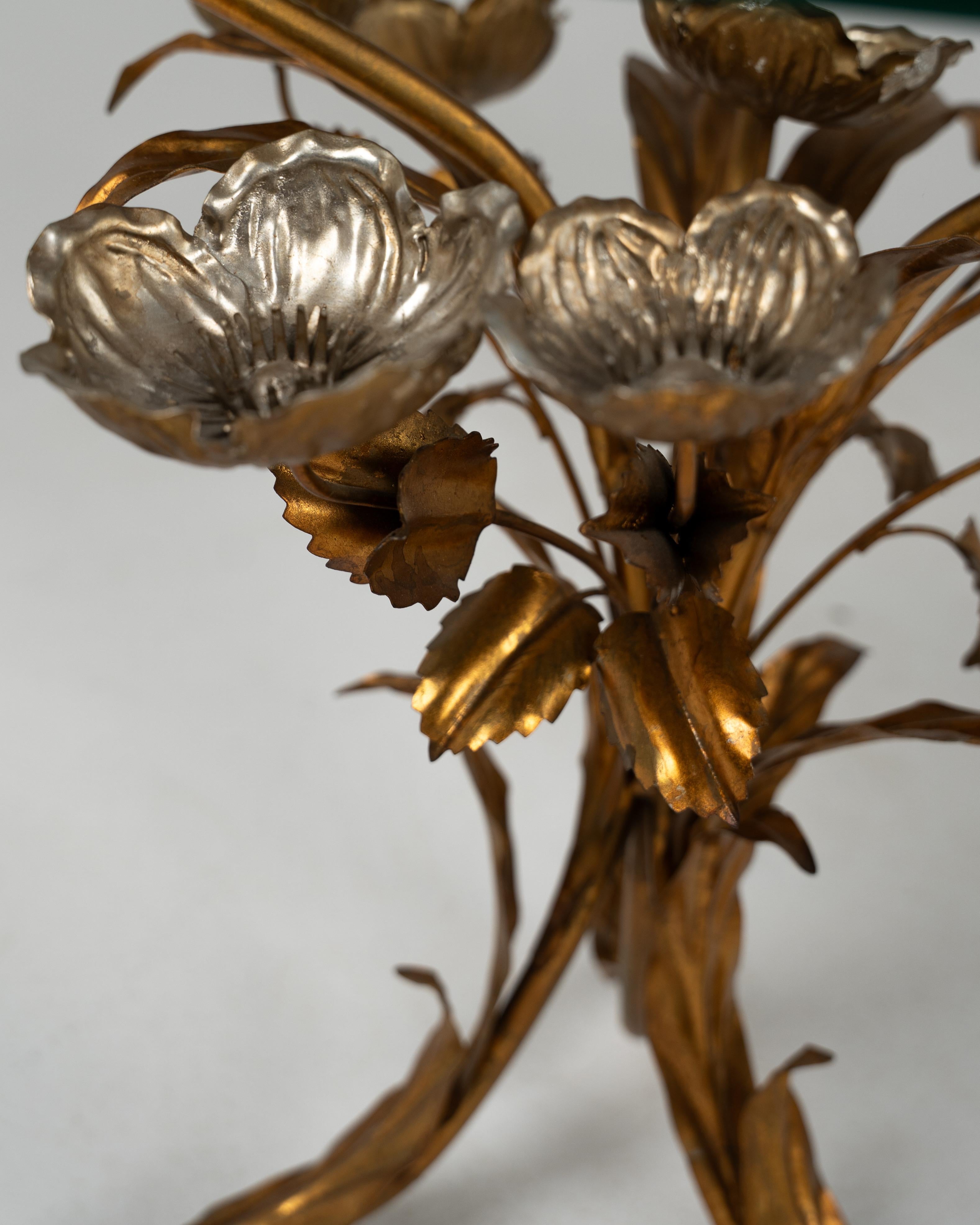 Florentine Metal Flower Coffee Table by Hans Kögl, Germany, 1970s For Sale 6