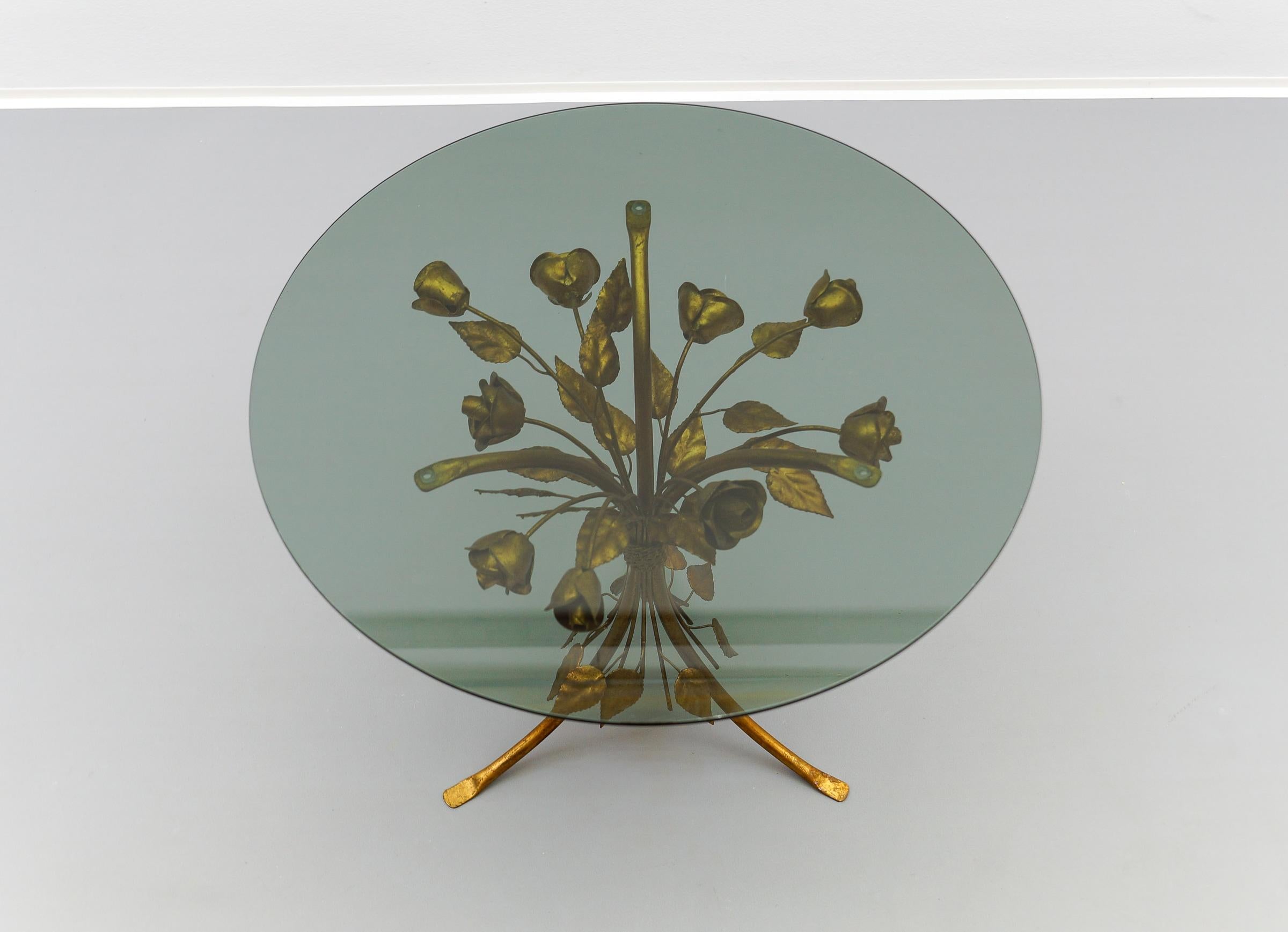 Table basse à fleurs en métal Florentine par Hans Kögl, Allemagne, années 1970 en vente 3