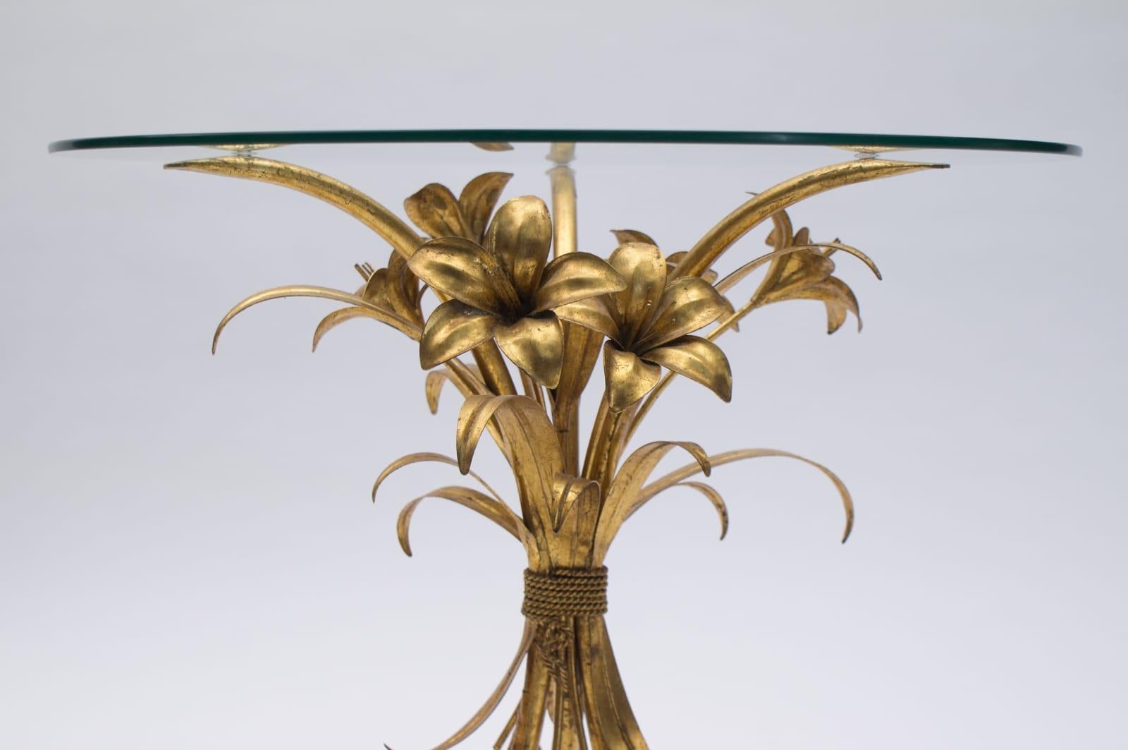 Hollywood Regency Florentine Metal Flower Coffee Table by Hans Kögl, Germany, 1970s