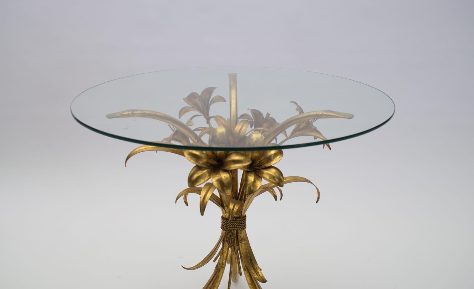 Gilt Florentine Metal Flower Coffee Table by Hans Kögl, Germany, 1970s