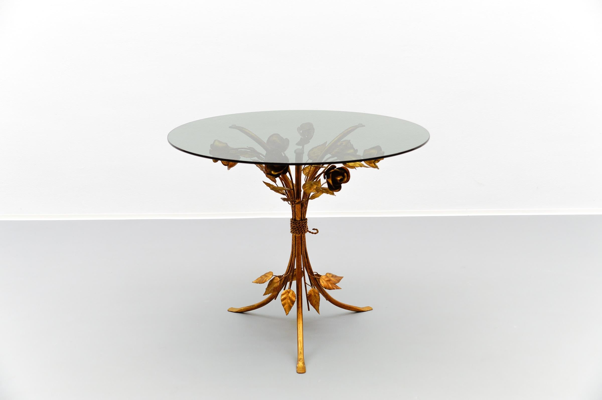 Allemand Table basse à fleurs en métal Florentine par Hans Kögl, Allemagne, années 1970 en vente