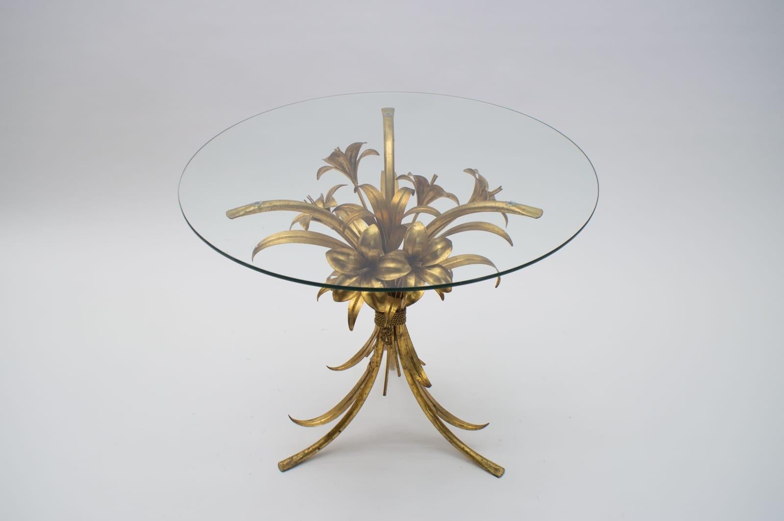 Florentine Metal Flower Coffee Table by Hans Kögl, Germany, 1970s In Good Condition In Nürnberg, Bayern