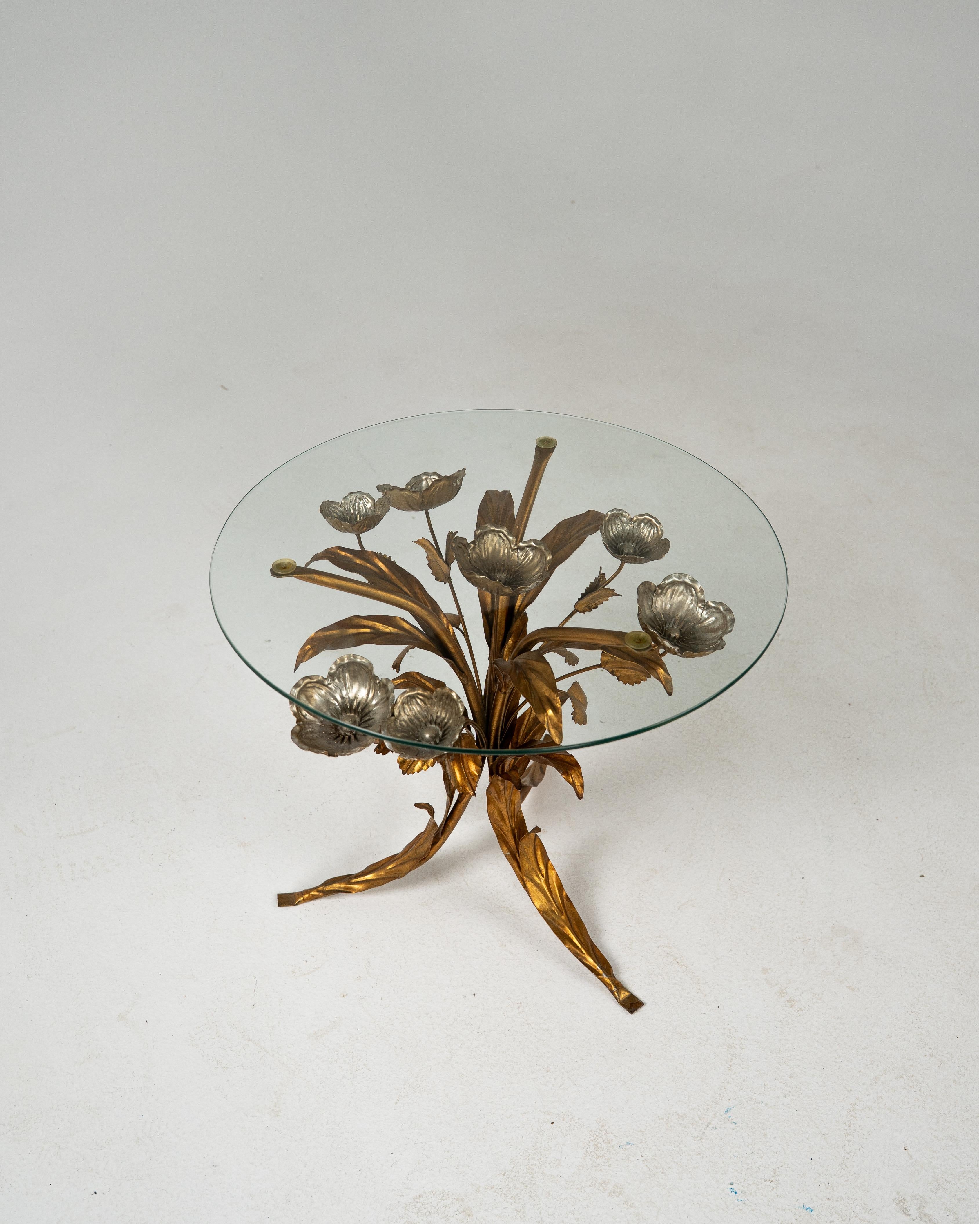 Florentine Metal Flower Coffee Table by Hans Kögl, Germany, 1970s For Sale 1